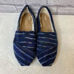 Toms multi blue fur lined slip ons